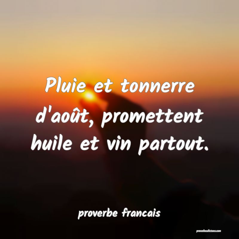 Pluie et tonnerre d'août, promettent huile et vin partout.