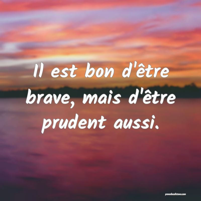 Il est bon d'être brave, mais d'être prudent aussi.