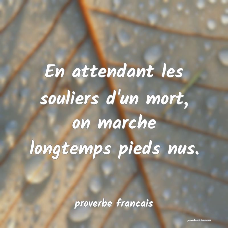 En attendant les souliers d'un mort, on marche longtemps pieds nus.