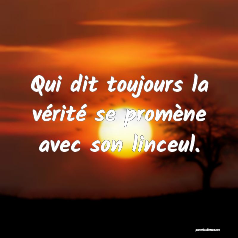 Qui dit toujours la vérité se promène avec son linceul.