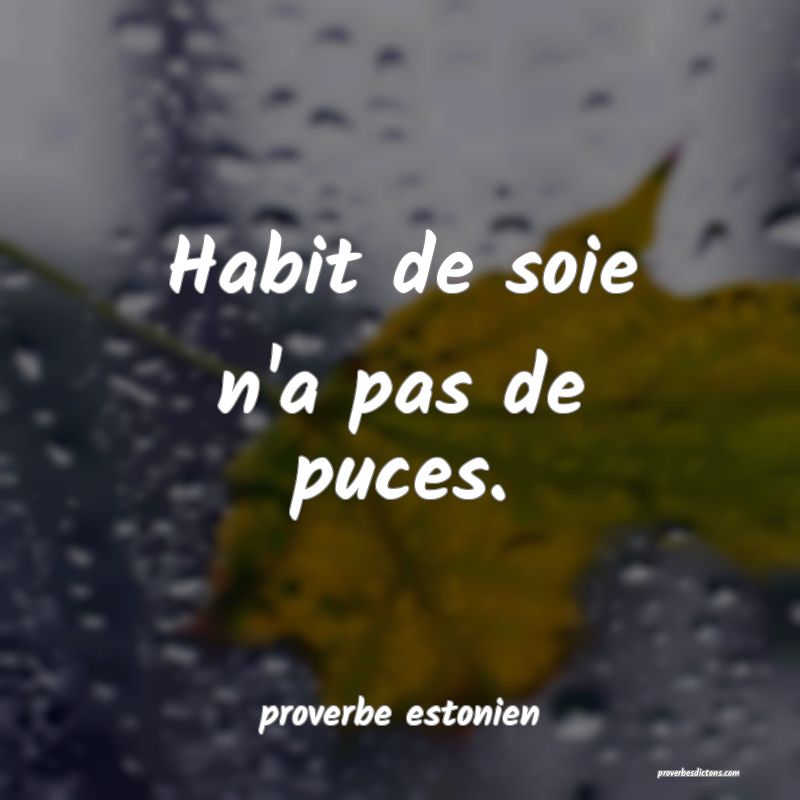 Habit de soie n'a pas de puces.