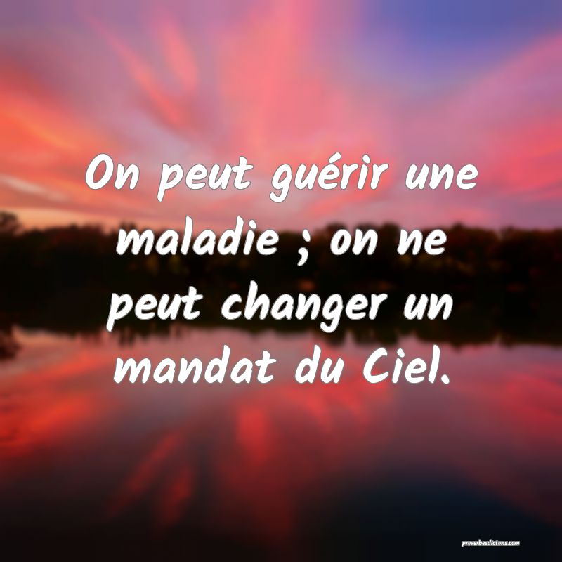On peut guérir une maladie ; on ne peut changer un mandat du Ciel.