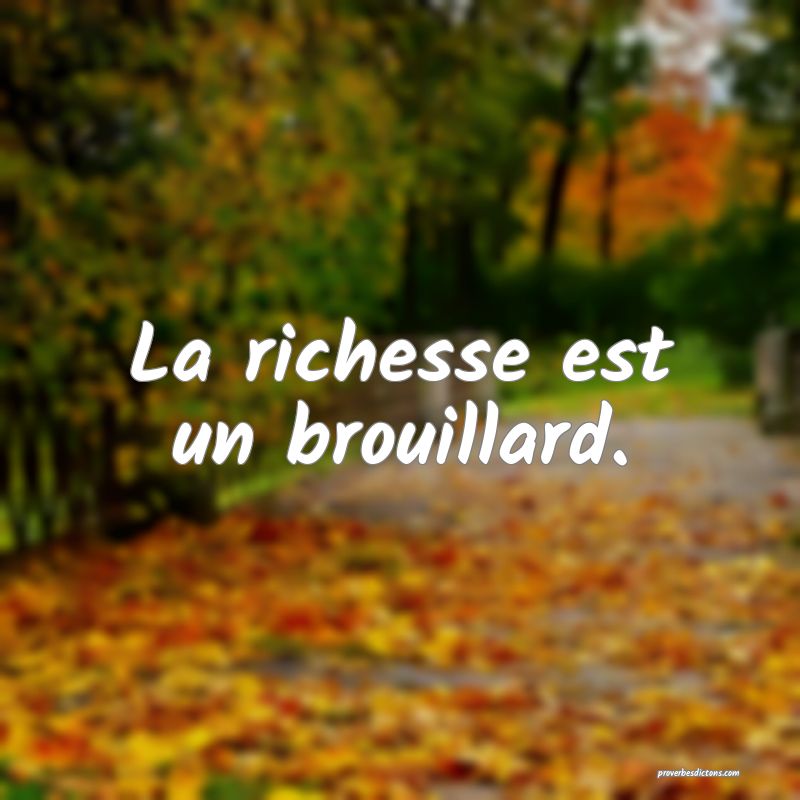La richesse est un brouillard.