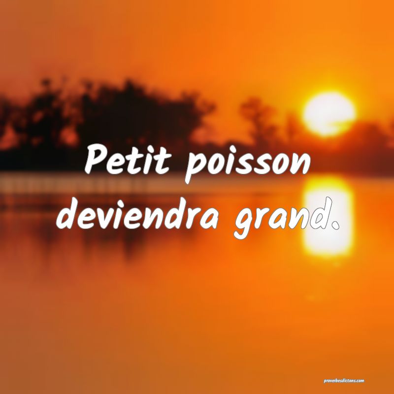 Petit poisson deviendra grand.