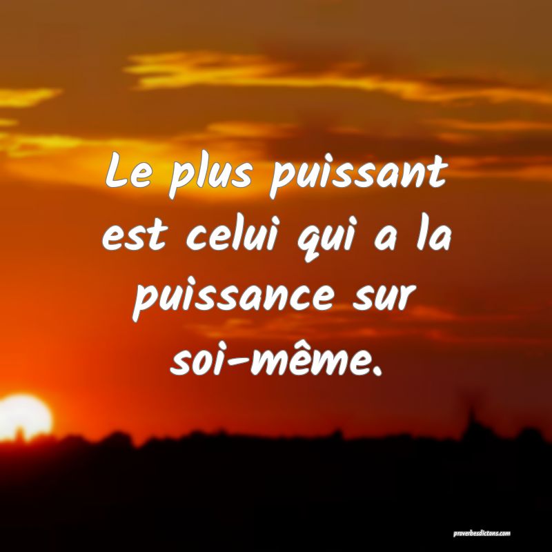 Le plus puissant est celui qui a la puissance sur soi-même.