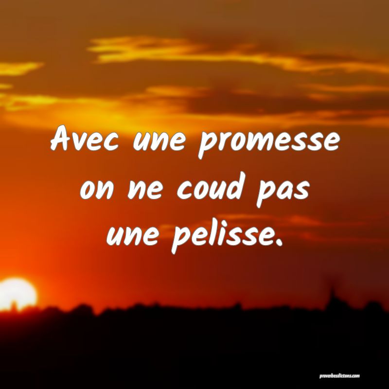 Avec une promesse on ne coud pas une pelisse.