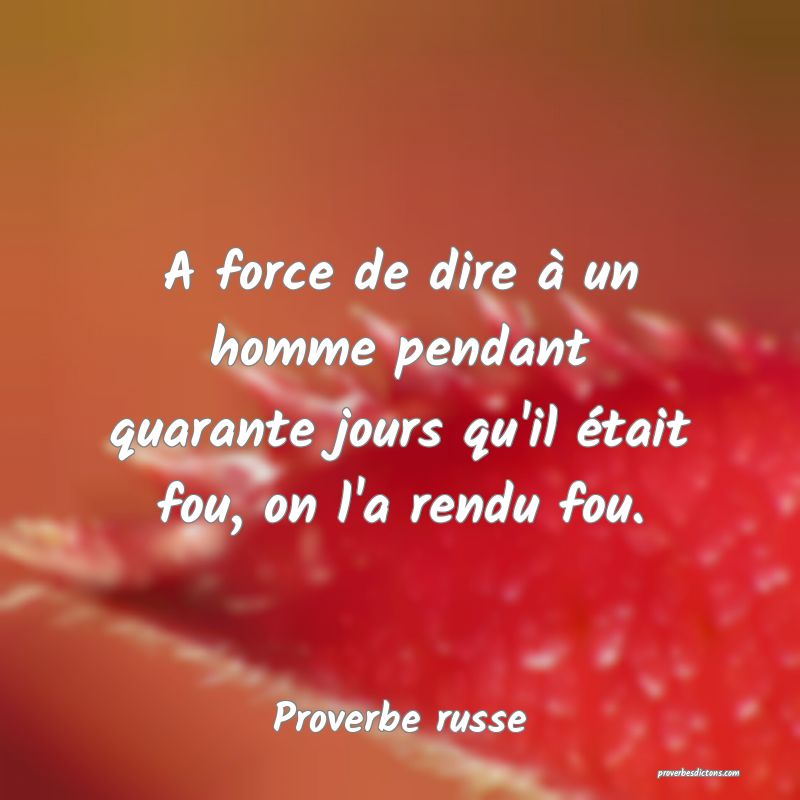 A force de dire à un homme pendant quarante jours qu'il était fou, on l'a rendu fou.