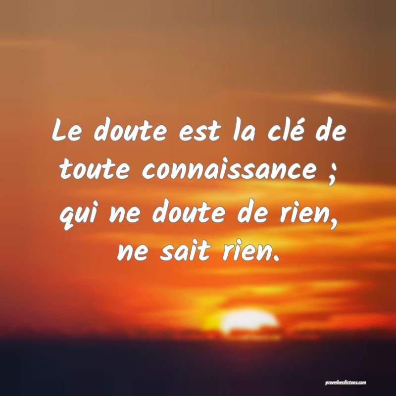 Le doute est la clé de toute connaissance ; qui ne doute de rien, ne sait rien.