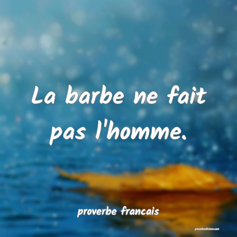 La barbe ne fait pas l'homme.