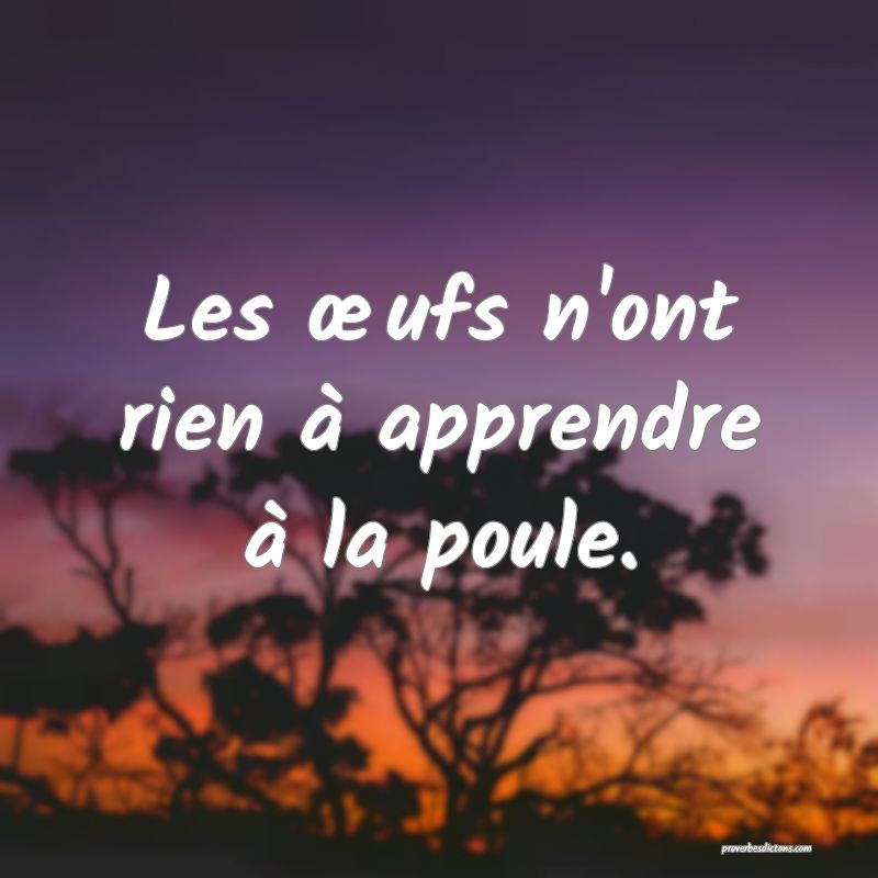 Les œufs n'ont rien à apprendre à la poule.