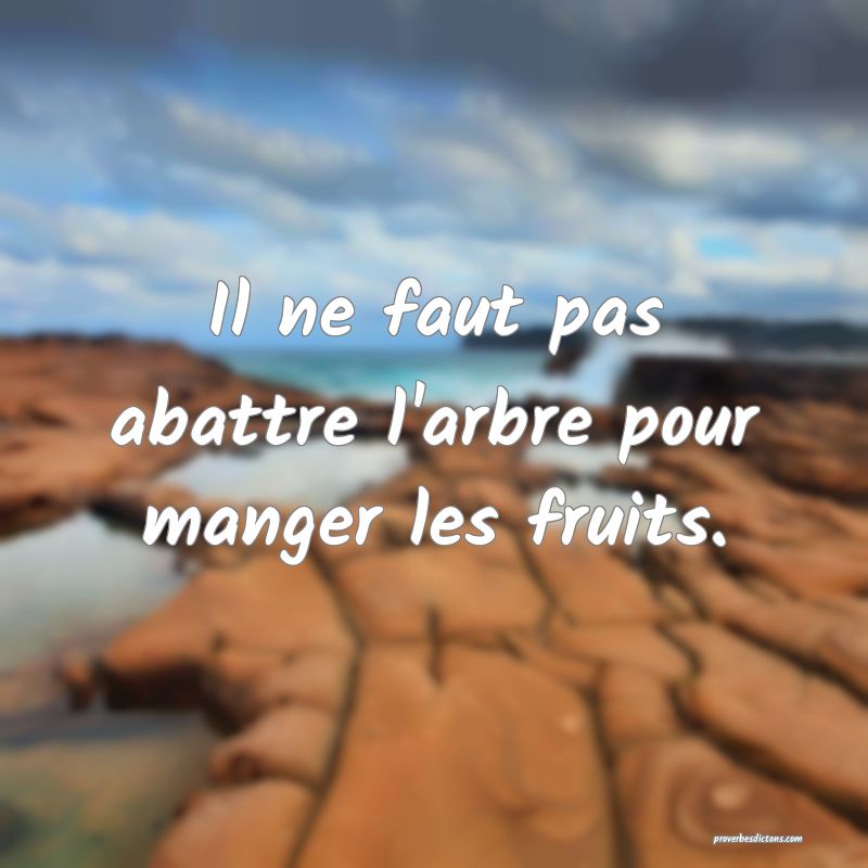 Il ne faut pas abattre l'arbre pour manger les fruits.