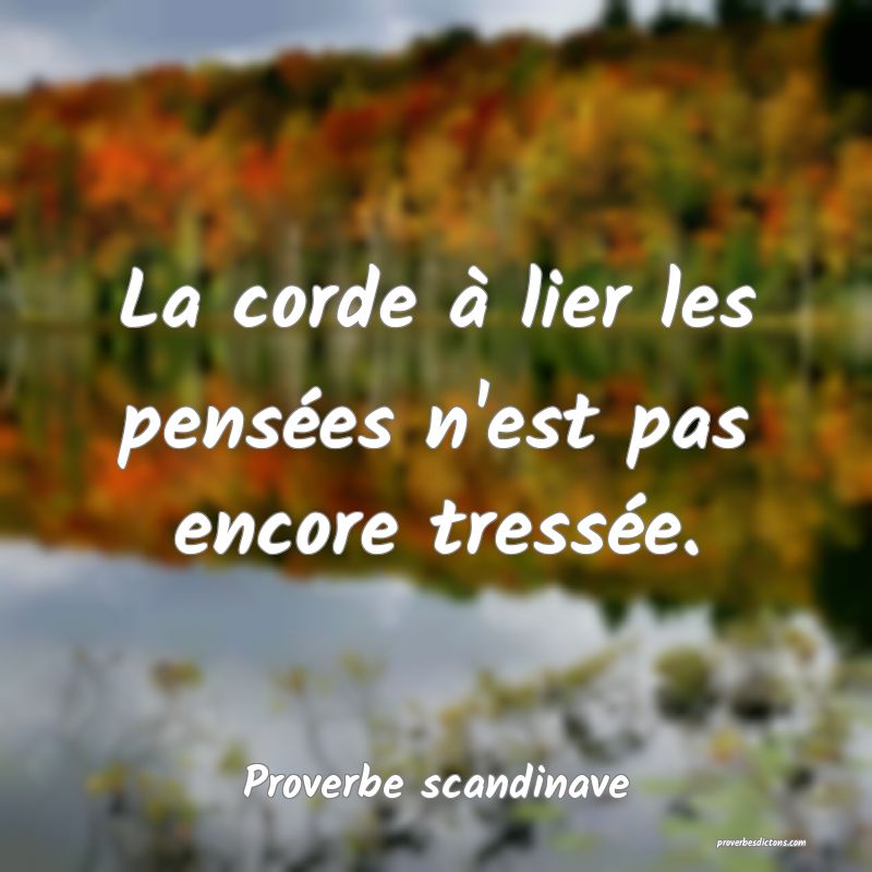 La corde à lier les pensées n'est pas encore tressée.