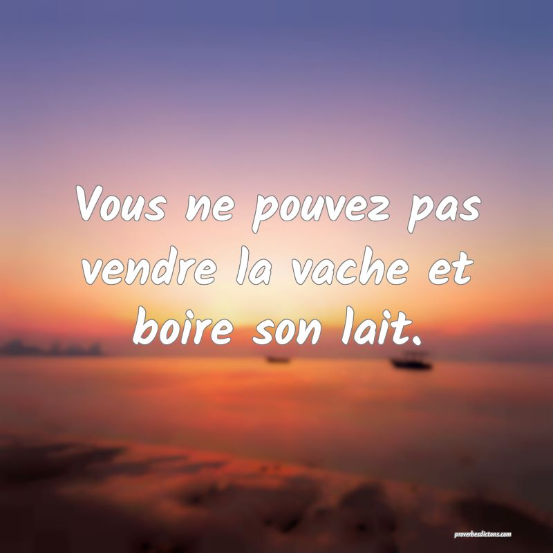 Vous ne pouvez pas vendre la vache et boire son lait.