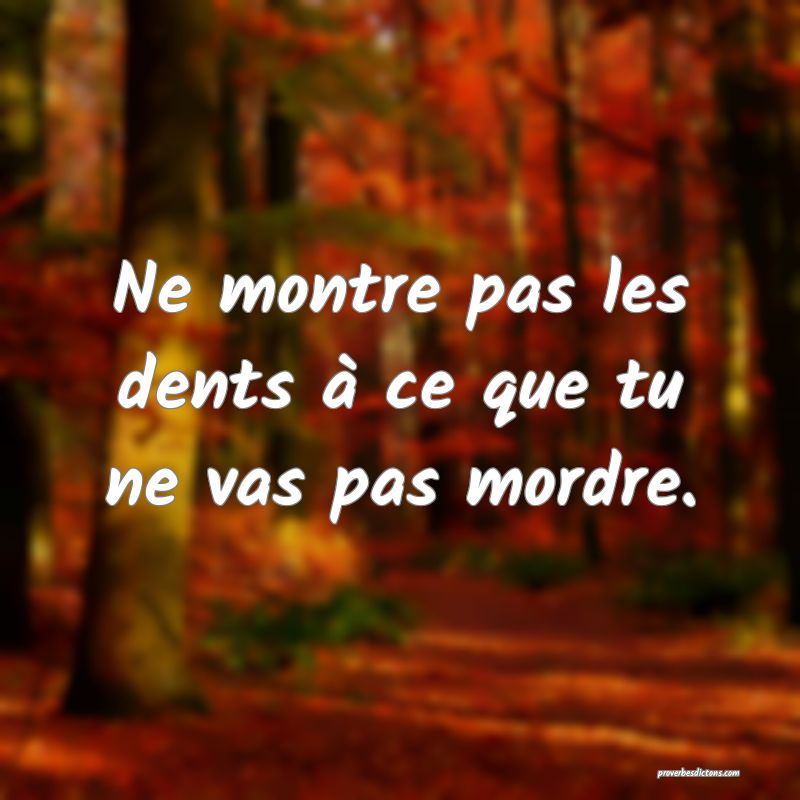 Ne montre pas les dents à ce que tu ne vas pas mordre.