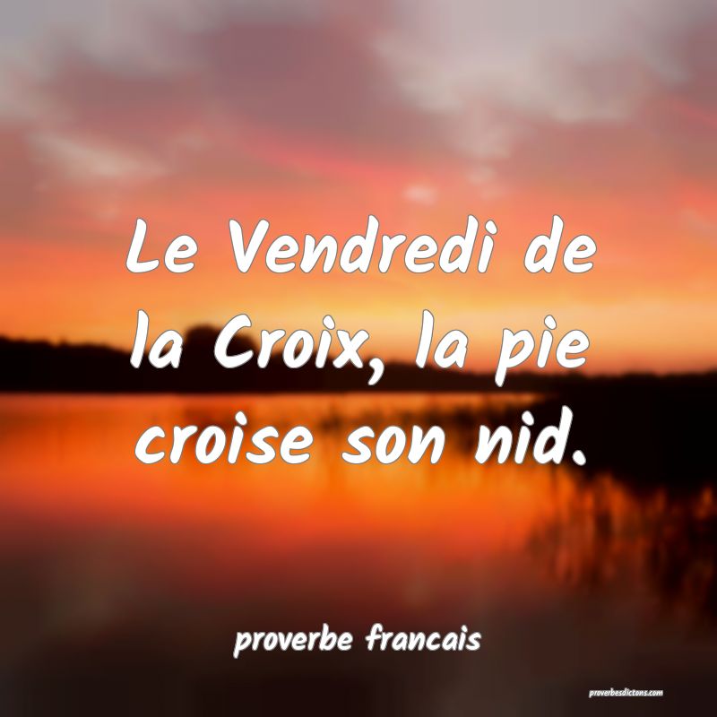 Le Vendredi de la Croix, la pie croise son nid.