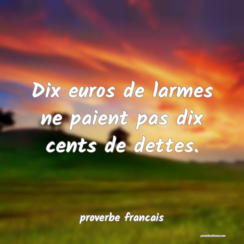  Dix euros de larmes ne paient pas dix cents de dettes.