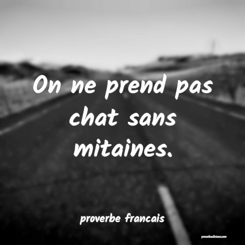 On ne prend pas chat sans mitaines.