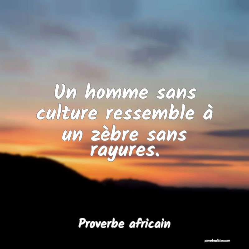 Un homme sans culture ressemble à un zèbre sans rayures.