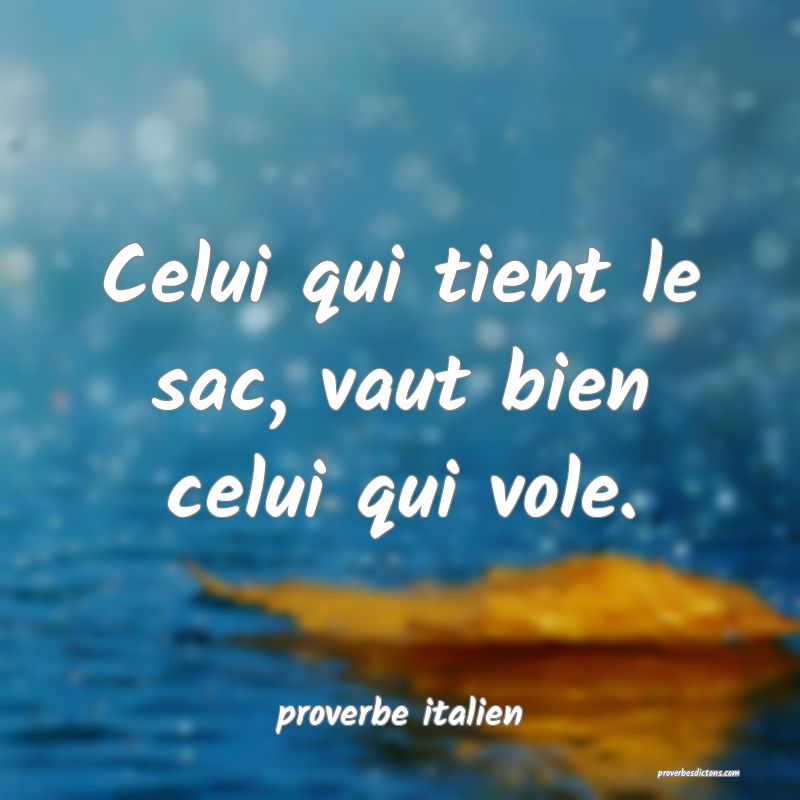  Celui qui tient le sac, vaut bien celui qui vole.
