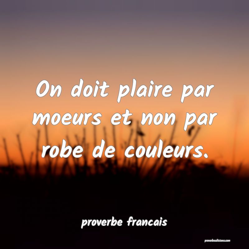 On doit plaire par moeurs et non par robe de couleurs.