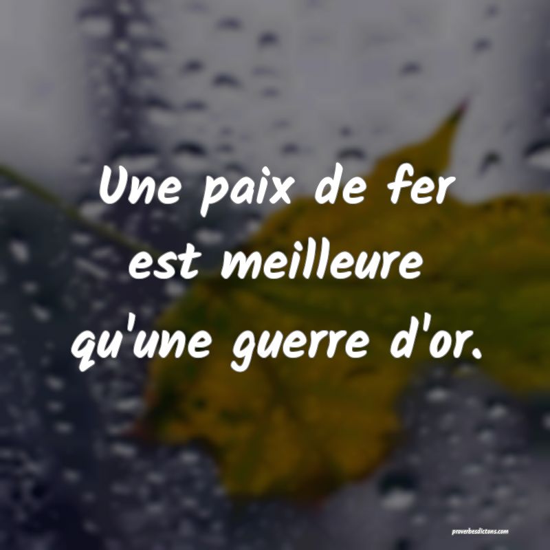 Une paix de fer est meilleure qu'une guerre d'or.