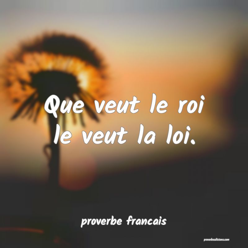 Que veut le roi le veut la loi.