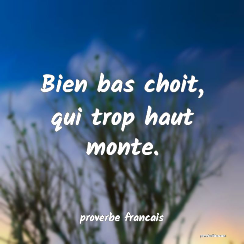 Bien bas choit, qui trop haut monte.