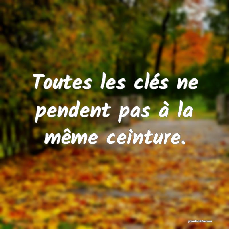 Toutes les clés ne pendent pas à la même ceinture.