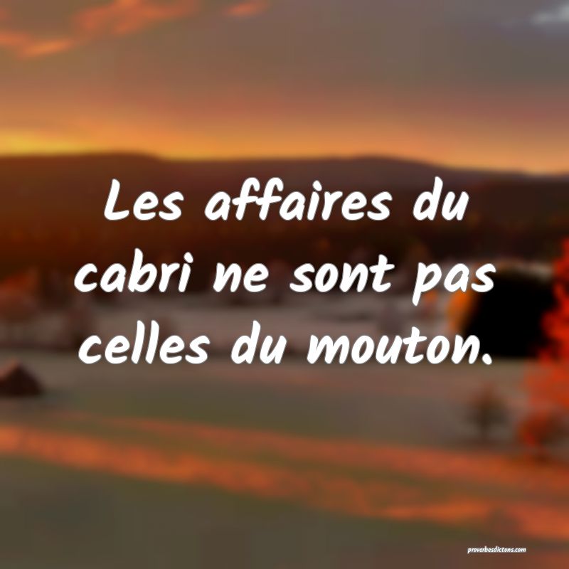 Les affaires du cabri ne sont pas celles du mouton.