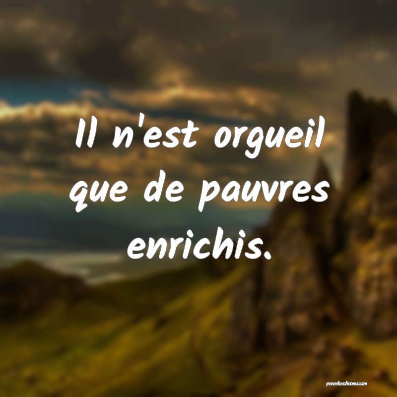 Il n'est orgueil que de pauvres enrichis.
