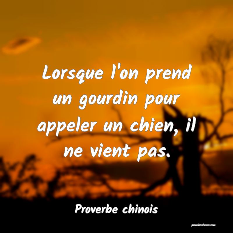 Lorsque l'on prend un gourdin pour appeler un chien, il ne vient pas.