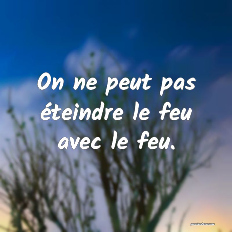 On ne peut pas éteindre le feu avec le feu.