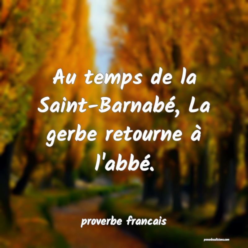 Au temps de la Saint-Barnabé, La gerbe retourne à l'abbé.
