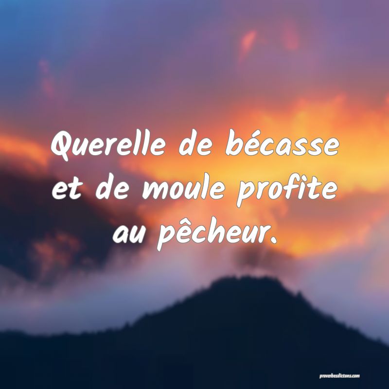 Querelle de bécasse et de moule profite au pêcheur.