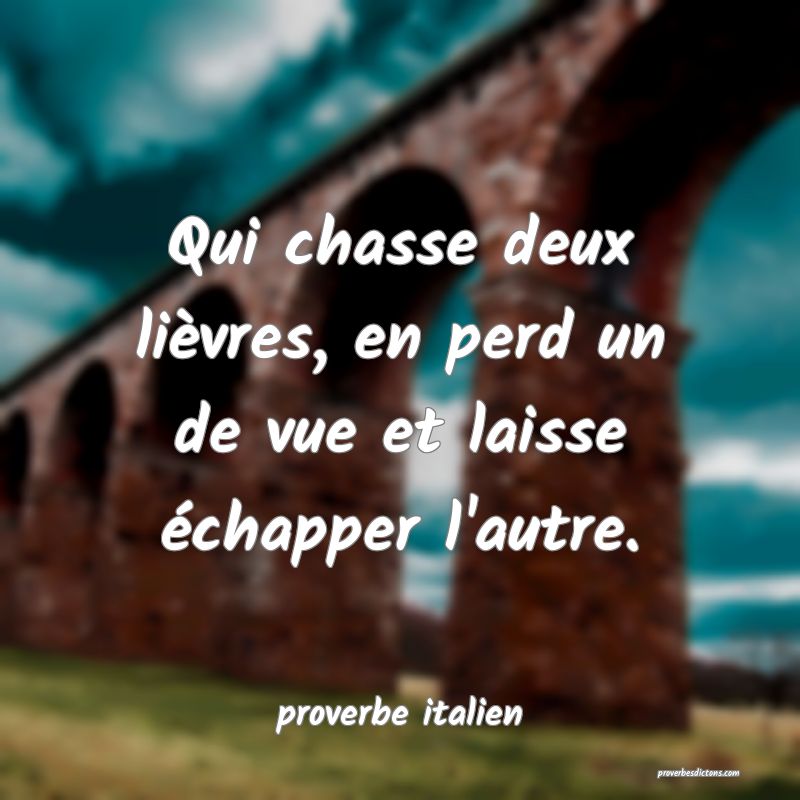Qui chasse deux lièvres, en perd un de vue et laisse échapper l'autre.