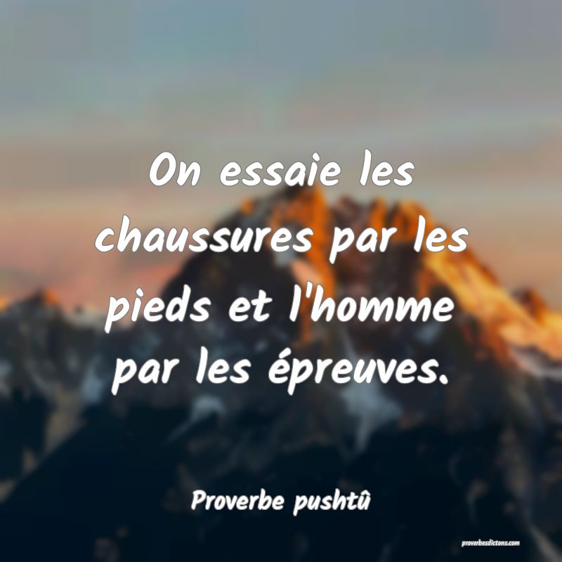 On essaie les chaussures par les pieds et l'homme par les épreuves.