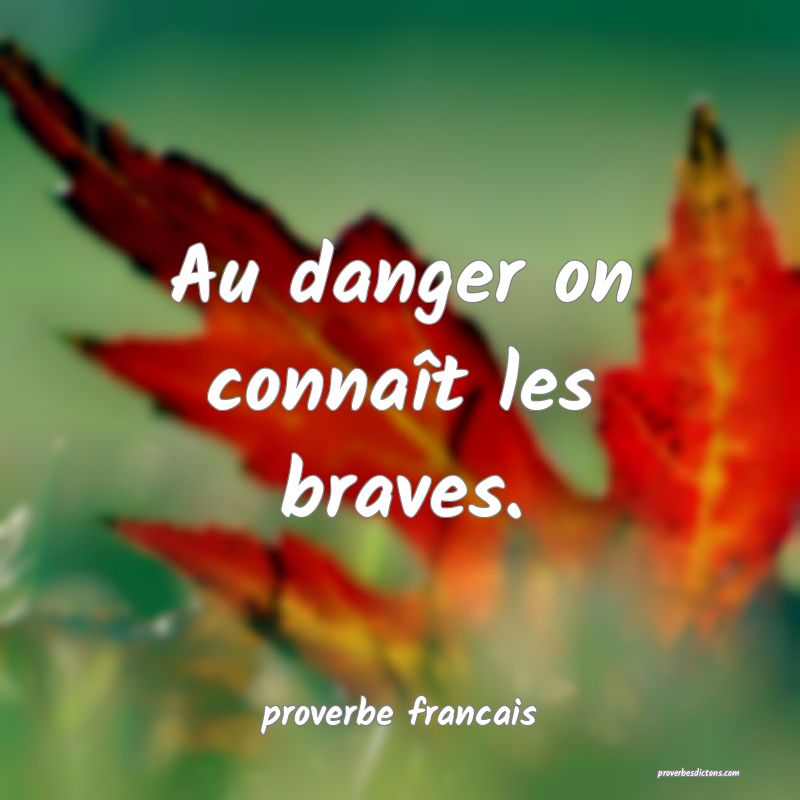 Au danger on connaît les braves.