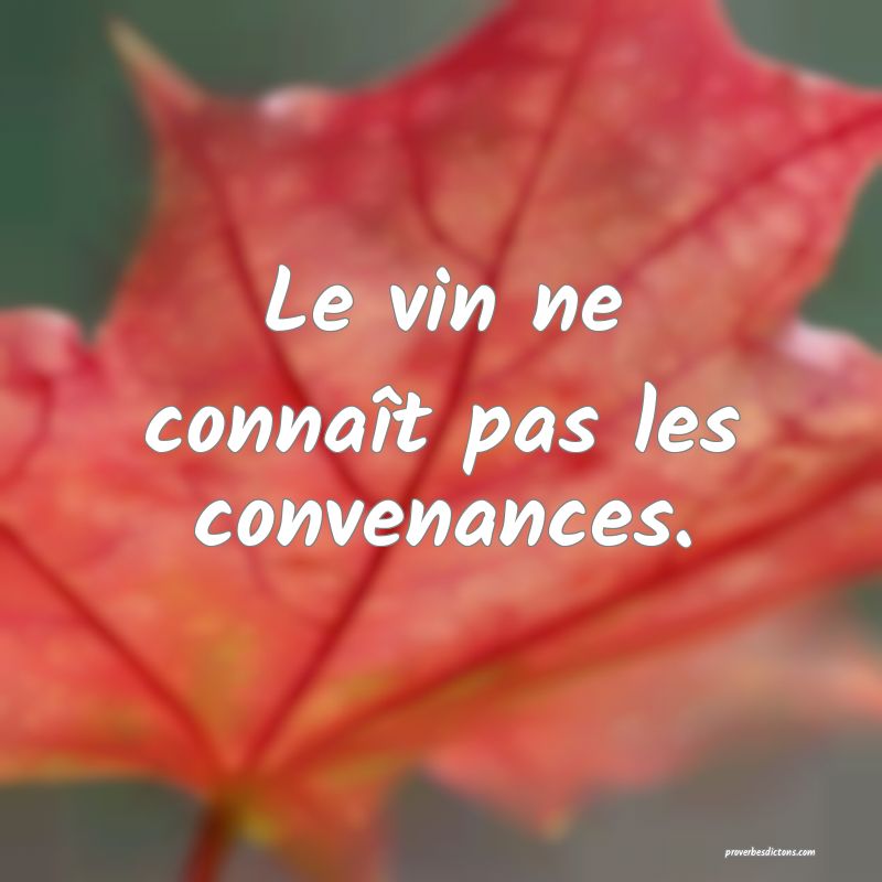 Le vin ne connaît pas les convenances.