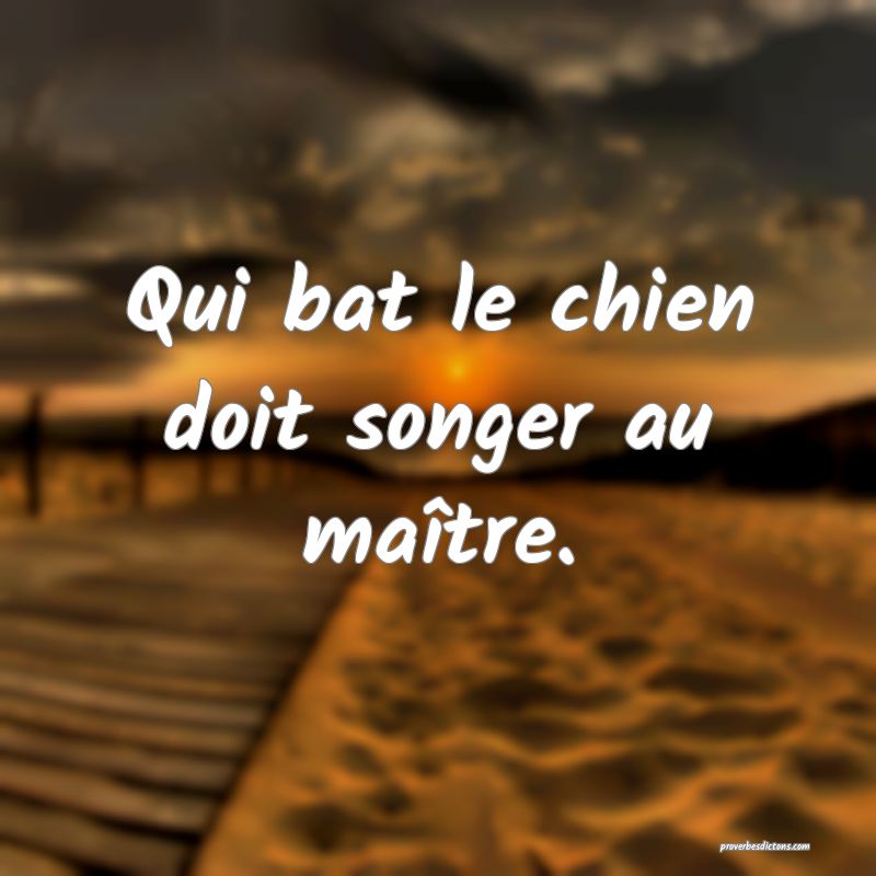 Qui bat le chien doit songer au maître.