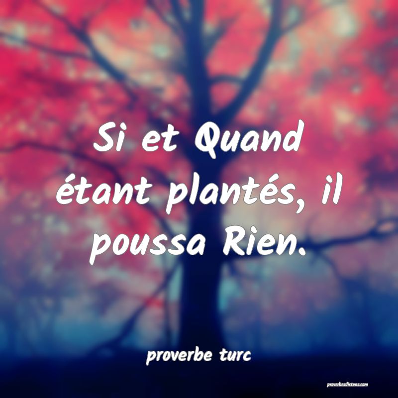 Si et Quand étant plantés, il poussa Rien.