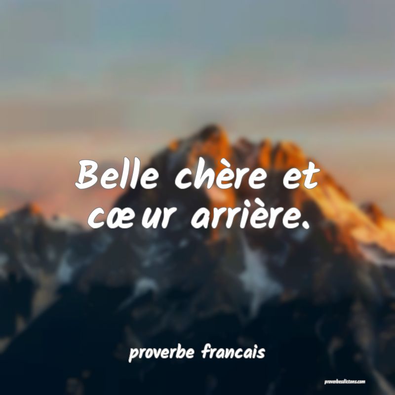 Belle chère et cœur arrière.