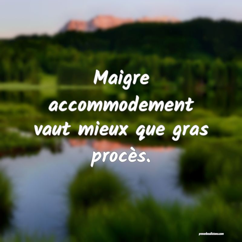 Maigre accommodement vaut mieux que gras procès.