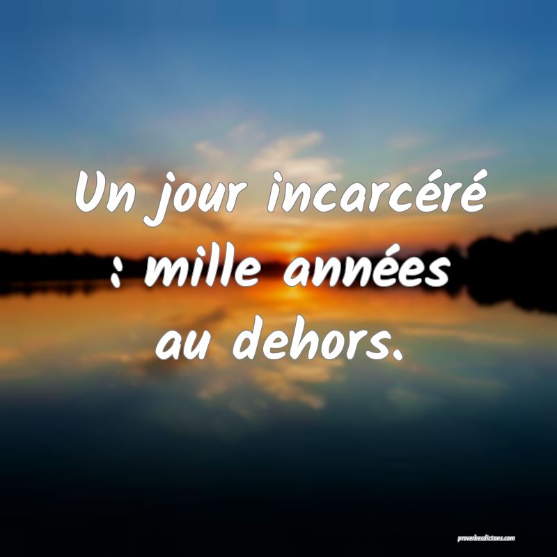 Un jour incarcéré : mille années au dehors.