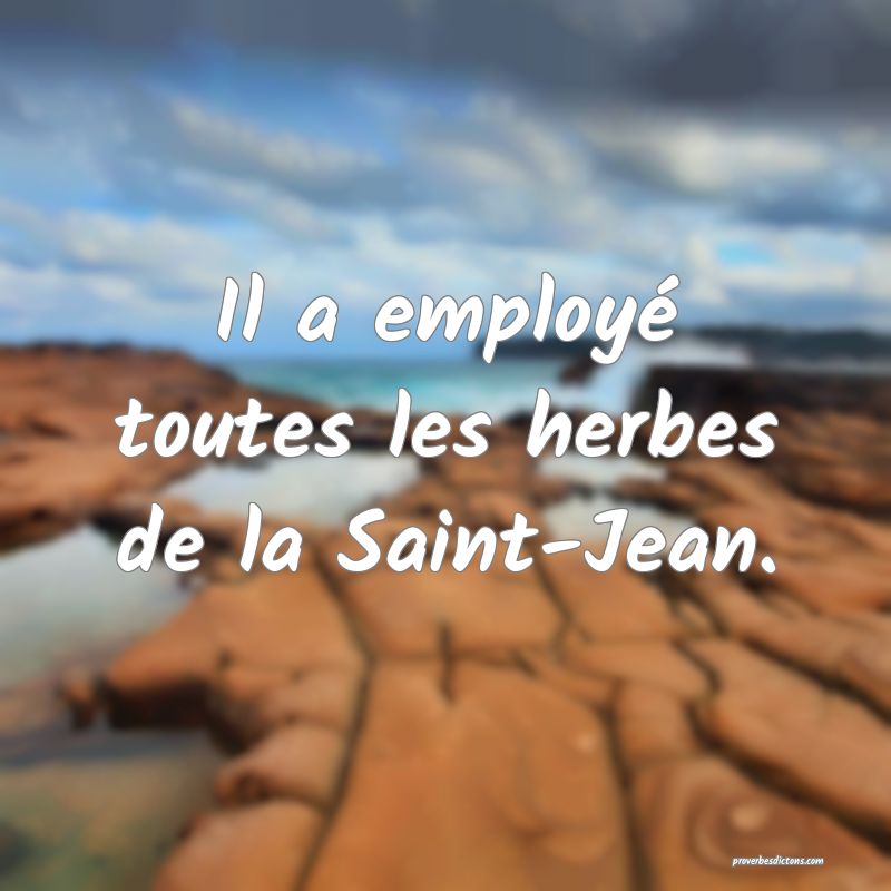 Il a employé toutes les herbes de la Saint-Jean.
