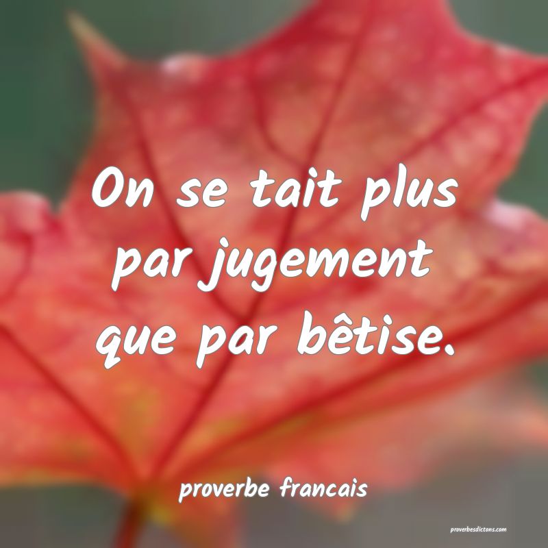 On se tait plus par jugement que par bêtise.