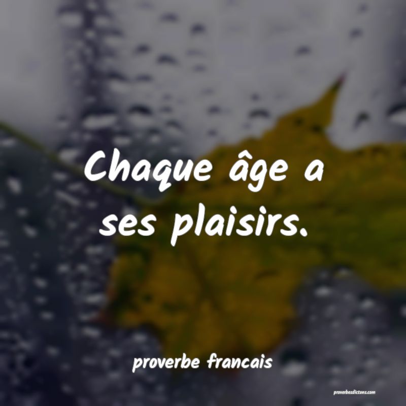 Chaque âge a ses plaisirs.