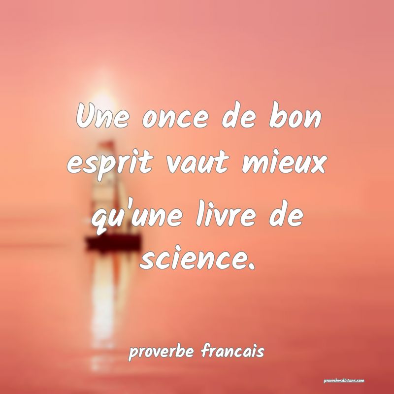 Une once de bon esprit vaut mieux qu'une livre de science.