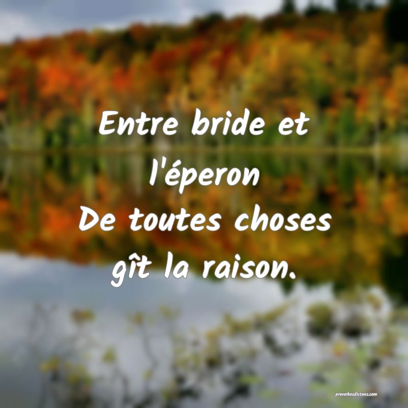 Entre bride et l'éperon
De toutes choses gît la raison.