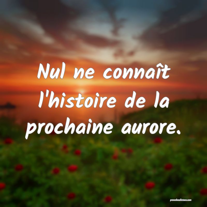 Nul ne connaît l'histoire de la prochaine aurore.
