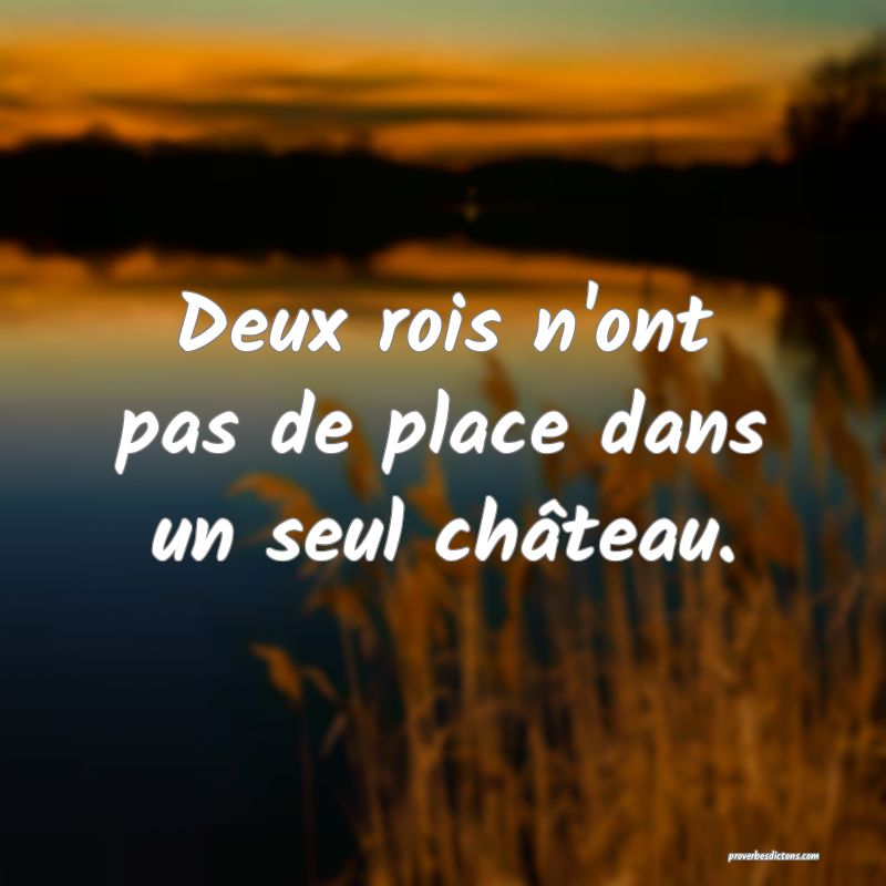 Deux rois n'ont pas de place dans un seul château.